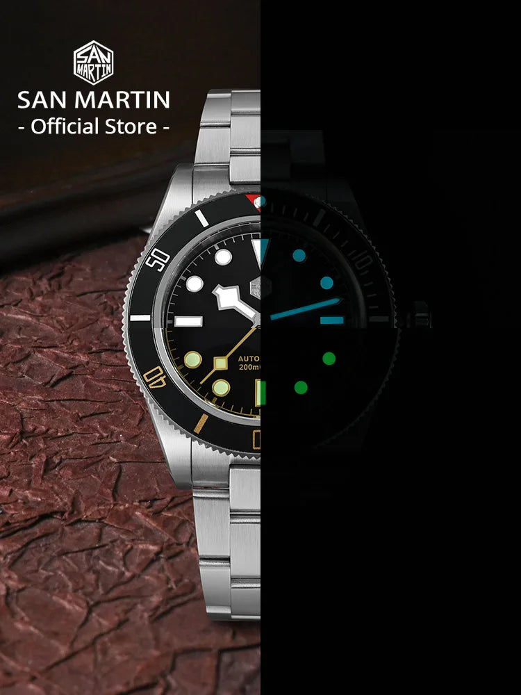 San Martin New 40mm BB58 Retro Luxury Diver Watch NH35 Automatic Mechanical Watches For Men Sapphire Luminous 20Bar Reloj SN0008