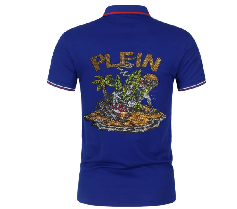 Men's Polo Shirt from Designer Brand, Fashionable and Well-Tailored with Rhinestones