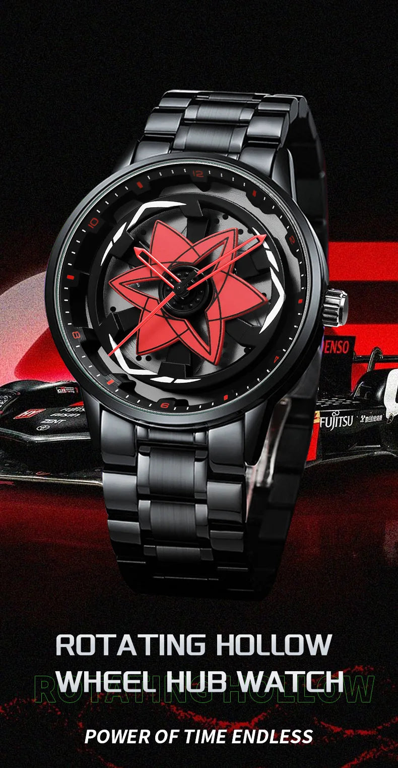 Kaleidoscope Sharingan Rotary Dial Watch 3D Japanese Anime Dial Quartz Men's Watch Top Brand Luxury Waterproof Fashion Men Watch