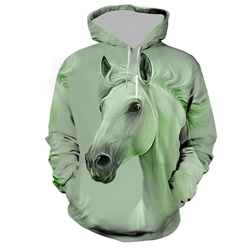 Colorful Horse Graphic 3D Print Hoodie Men Women Cool Streetwear Hip Hop Hoodies Oversized Pullover Sweatshirts Male Clothing