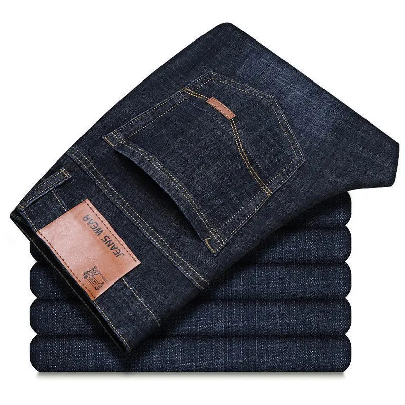 2025 Spring and Autumn New Men Fashion Casual Straight Leg Jeans Solid Color Foldable Comfortable Soft Business Brand Pants