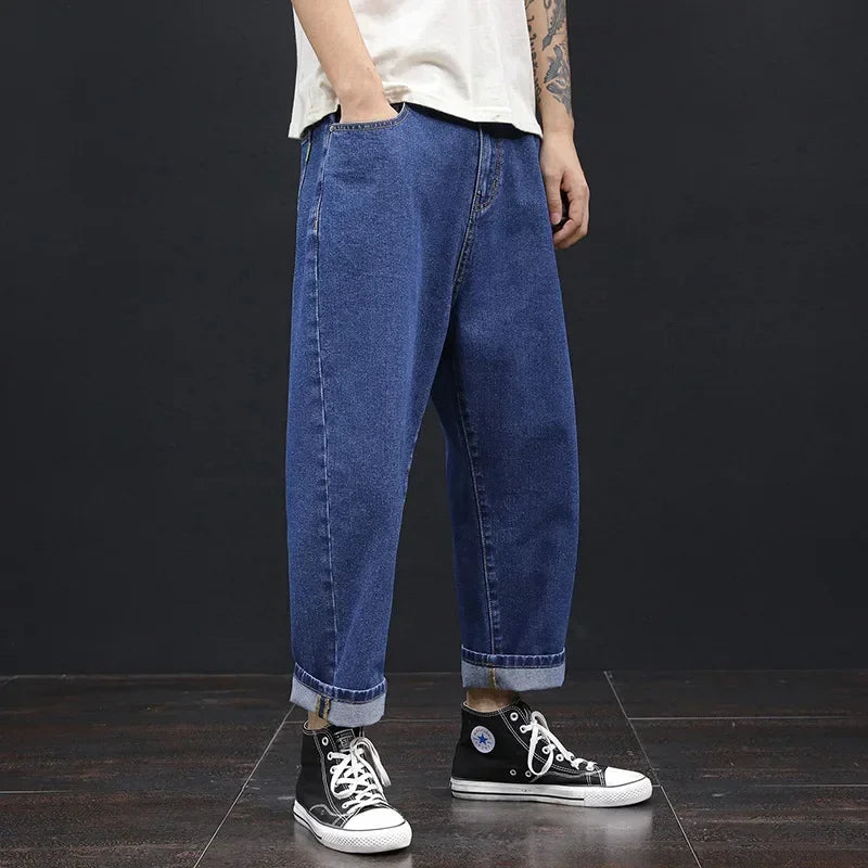 Baggy Jeans Men Clothing Loose Plus Size Denim Pants Mens Oversized Blue Wide Leg Jean Large 42 44 46 48 Man Fashion Trousers