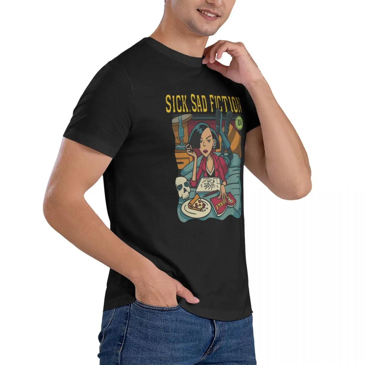Men Shirt New Darias Pulp Fiction Short Sleeve Mens Crew Neck TShirt Oversized Tops Clothing Sleeve Tees Gift Idea T-Shirt