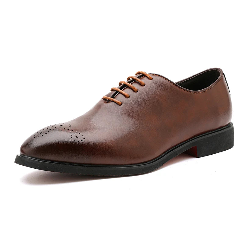 Autumn Brock leather men's head layer cowhide British Korean version breathable business dress casual wedding leather shoes