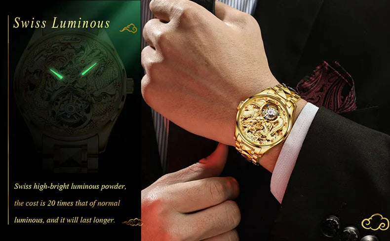 OUPINKE 3176 Top Brand Luxury Men Mechanical Automatic Watches Automatic Movement Waterproof Sapphire Mirror Tourbillon Skeleton