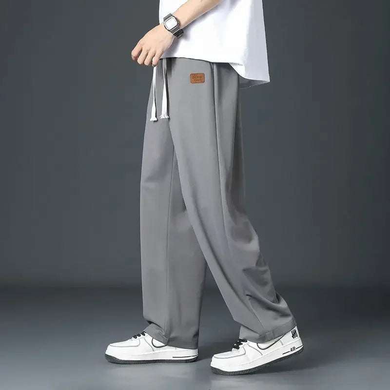 Casual Long Jogger Sweat Pants Men For Quick Drying Spring And Summer Thin Trendy Straight Leg Loose Flowing Fashion Trousers