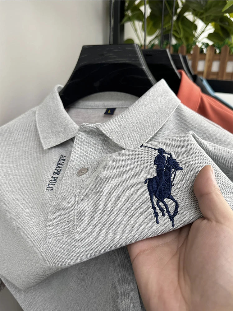 Designer Brand Men's Polo Shirt Lapel T-Shirt Summer New Exquisite Horse Embroid Short Sleeve Business Casual Office Menswear