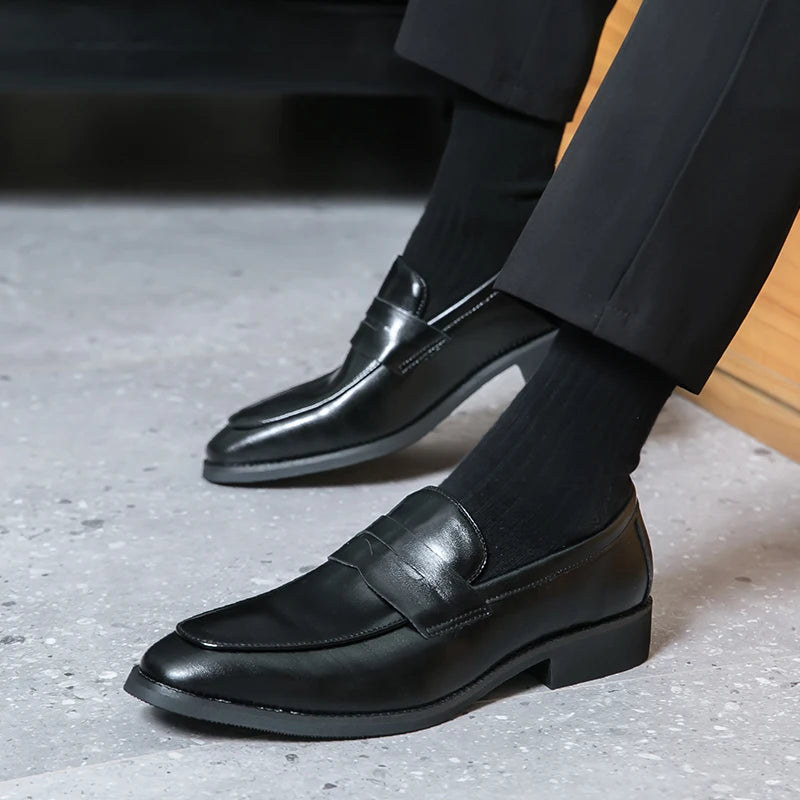 Men's Loafers Handmade PU Leather Loafer Casual Driving Flats Slip-on Shoes Luxury Comfy Moccasins Black Casual Shoes Mo-22123
