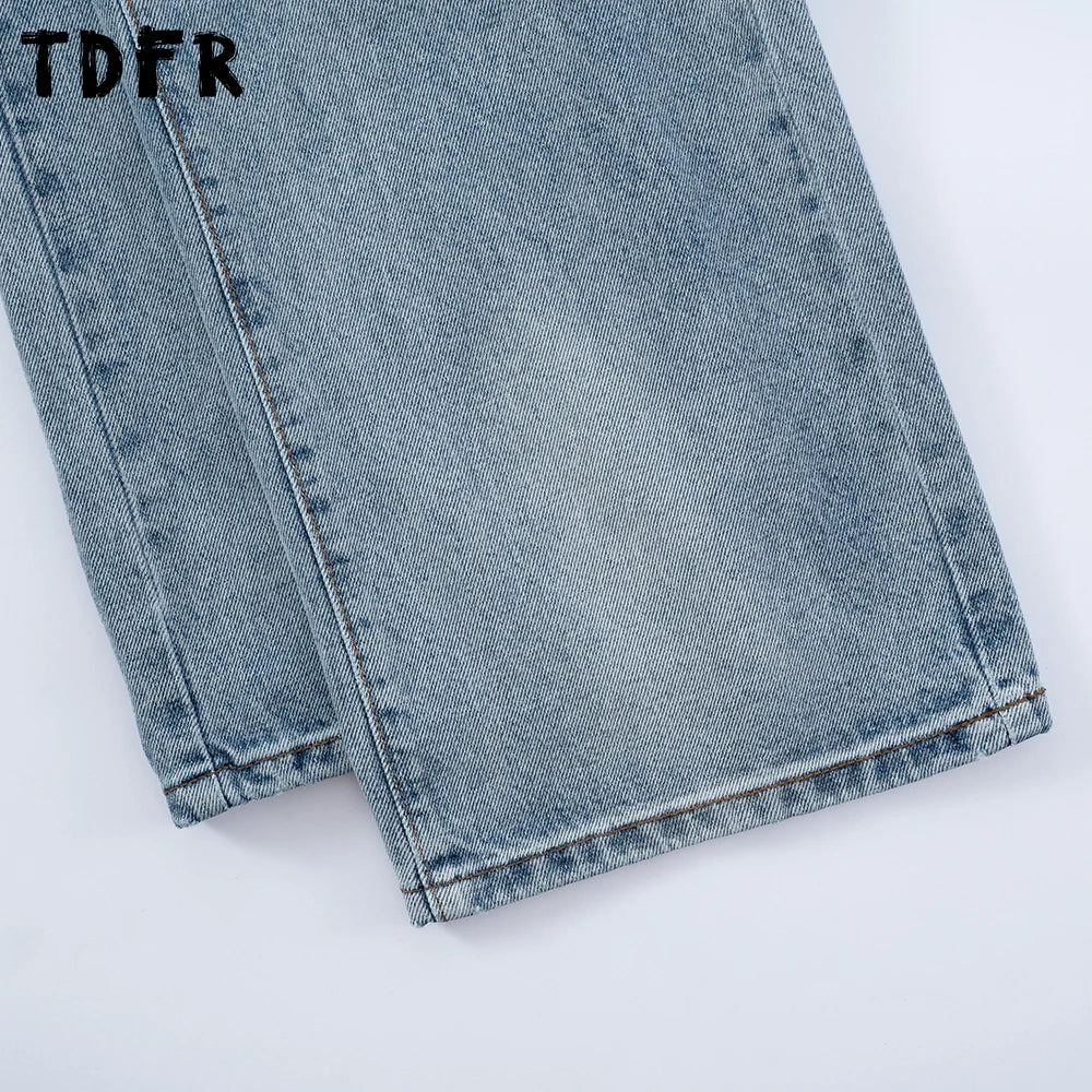 Ripped Denim Pants Mens Washed Distressed Retro Streetwear Baggy Straight Wide Leg Jeans Men