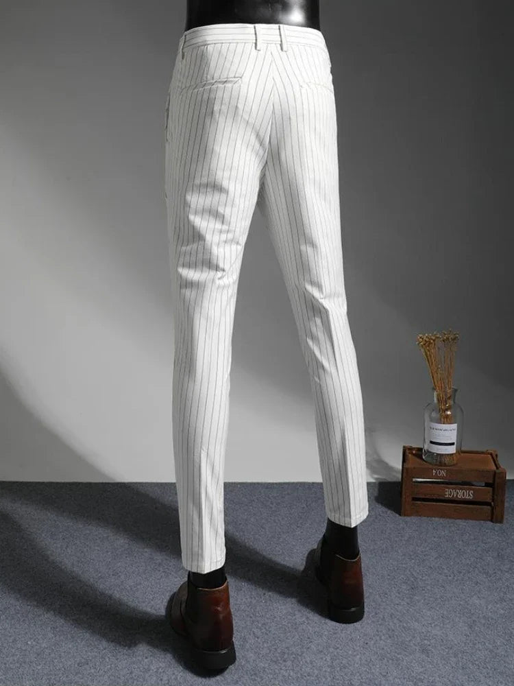 Draped White Trousers for Men Plus Big Size Man Suits Pants Fluid Spring Clothes Thin Casual Classic Offer New in Cheap Luxury