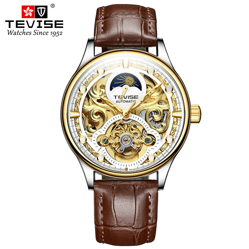 TEVISE New Watch Hollow out Waterproof Business Casual Watch Fully Automatic Men's Mechanical Watch T820D