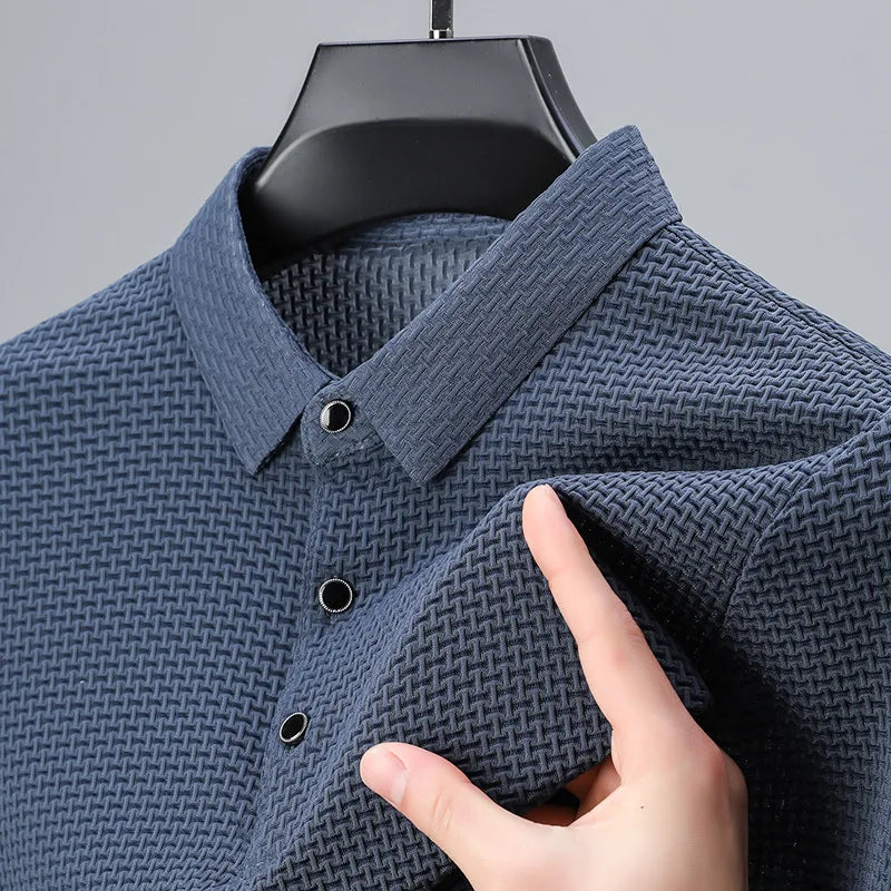 Cool POLO Shirt for men casual wear lapel button-down solid color men's vintage shirt S-2XL