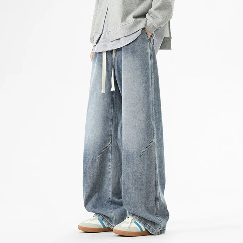American Jeans Hosen Large Wide Version Pant Sets Draped Retro Straight Casual Trendy Brand Wide-leg Trousers Men's Clothing
