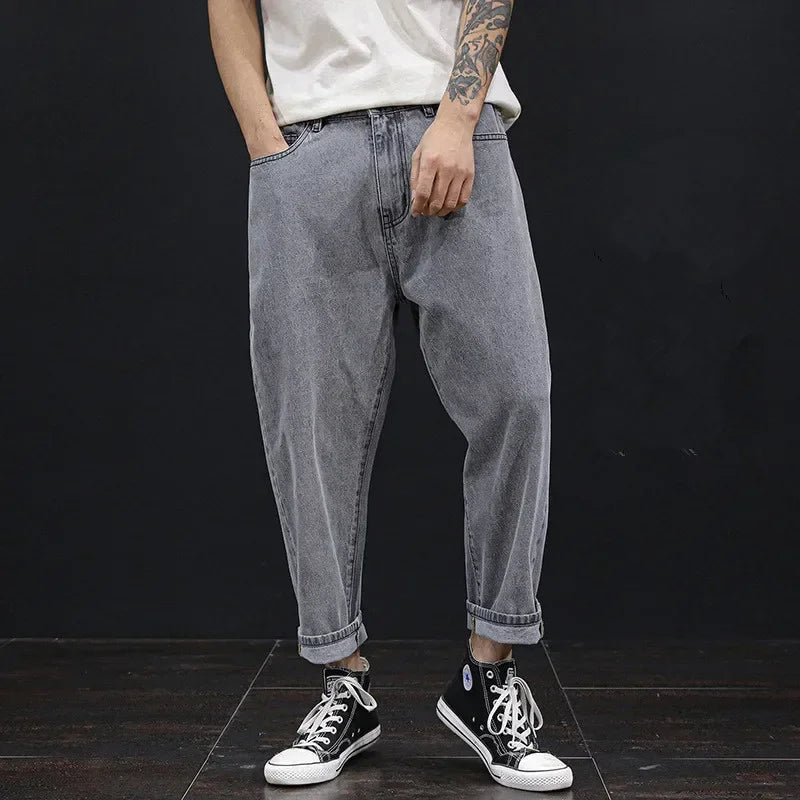 Baggy Jeans Men Clothing Loose Plus Size Denim Pants Mens Oversized Blue Wide Leg Jean Large 42 44 46 48 Man Fashion Trousers