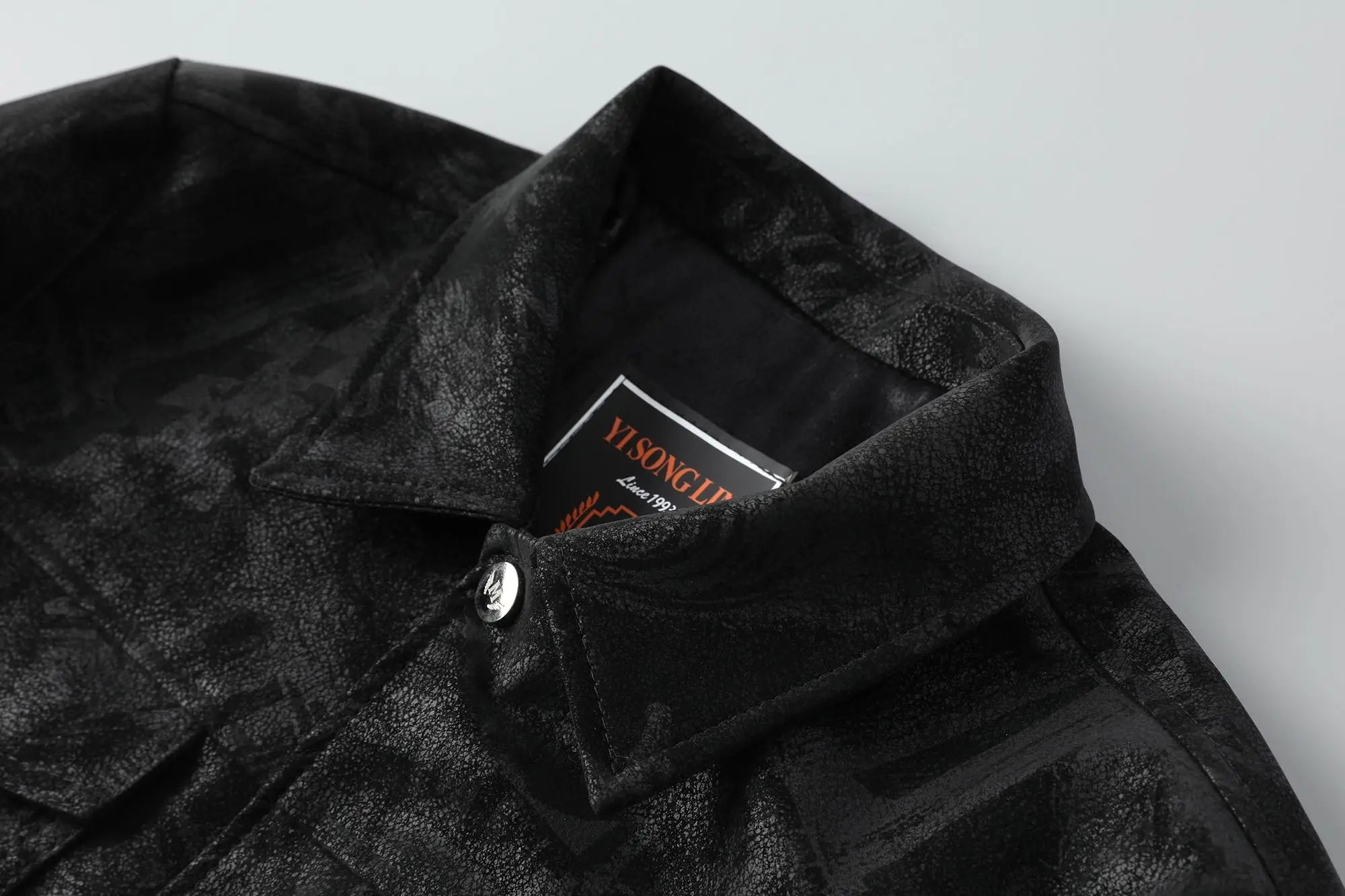 Men's Lapel Pu Leather Jacket Letter Print Casual Short Fashion Jacket