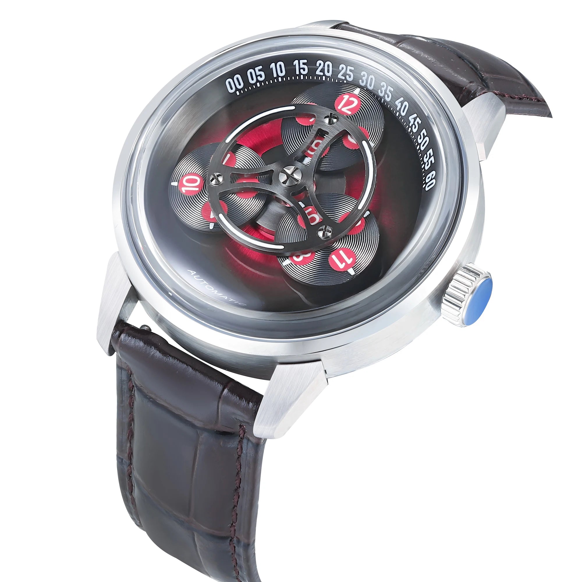 ENITON Automatic Watch Men 316L Steel Japanese 8215 Leather Band Fashion Watch Waterproof 5ATM Mechanical Watch New Arrival