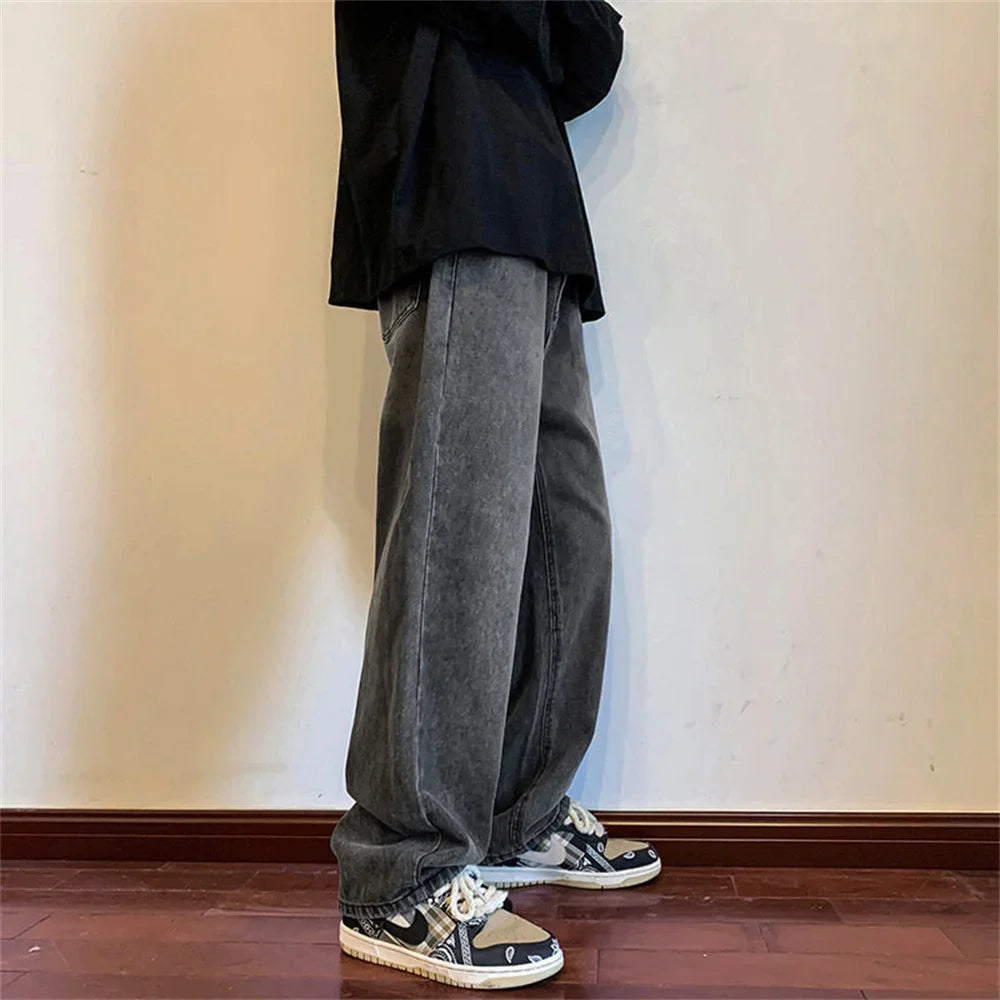 Baggy Jeans Trousers Male Denim Pants Black Wide Leg Pants Men's Jeans Cargo pants for men Korean Streetwear Hip Hop Harajuku