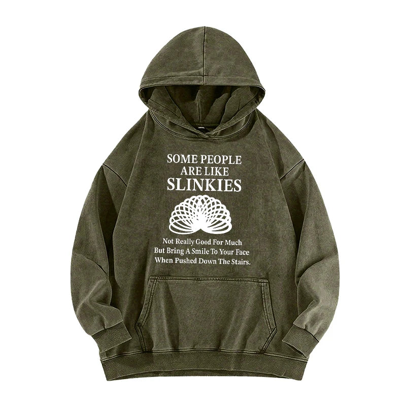 MenS Humorous Cotton Hoodie Some People Are Like Slinkies Print Casual Long Sleeve Women Trendy Washed Hoodie Ideal For Leisure