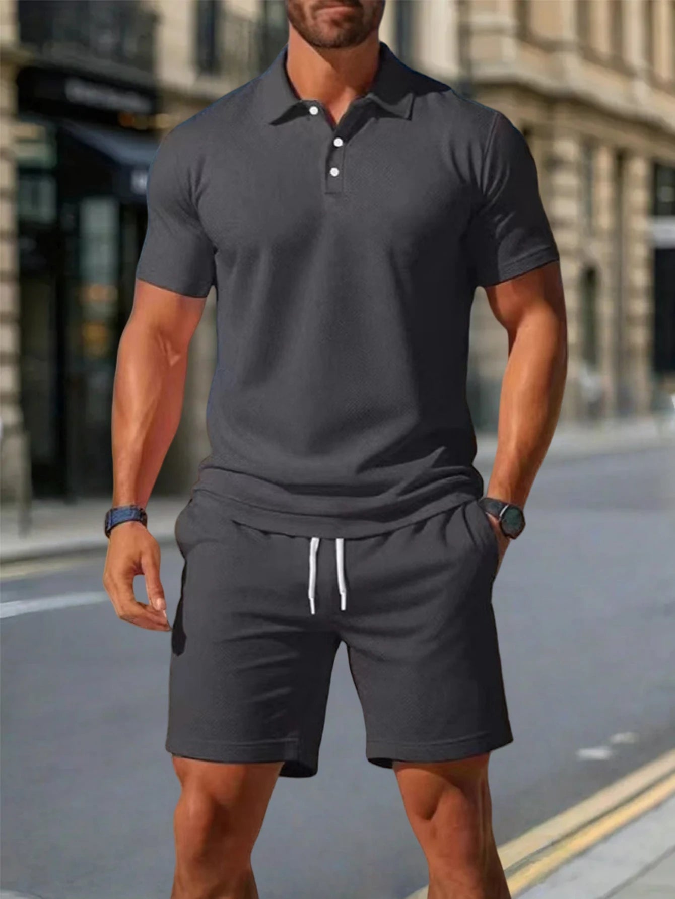 Men's Summer Polo Shirt Set with Collar Design Skin-friendly Cool Fabric Suitable for Your Whole Summer