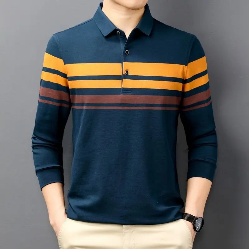 Man Sweatshirt Stripe Blue Pullovers Baggy Original Polo T Shirt For Men Japan High Brand Cheap Clothes Quotes Elasticity Luxury