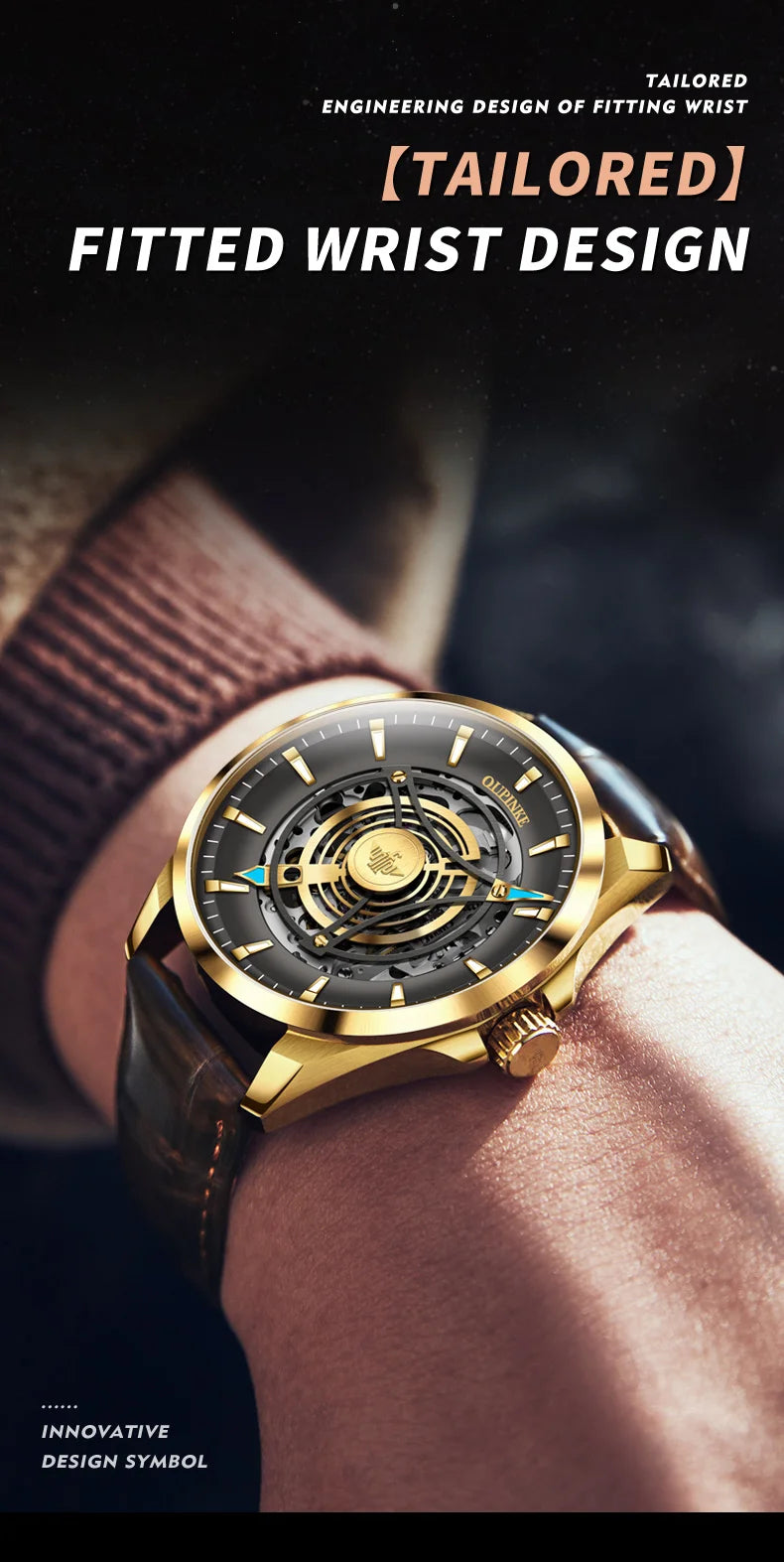 OUPINKE 3206 Men's Watches Sky Eye Automatic Mechanical Wristwatch for Man Waterproof Stainless Steel Luminous Sapphire Luxury