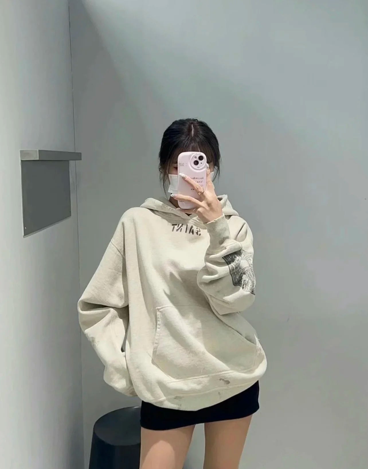 Mens Clothing Vintage high street loose casual all-in-one hoodie  ropa hombre