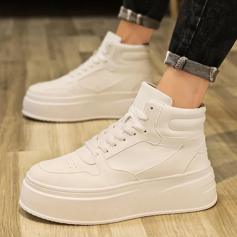 White Sneakers Heightening 12cm Thickened Shoe Bottom Korean Style Platform Invisible Heightening 10cm Cosplay Role-playing Men'