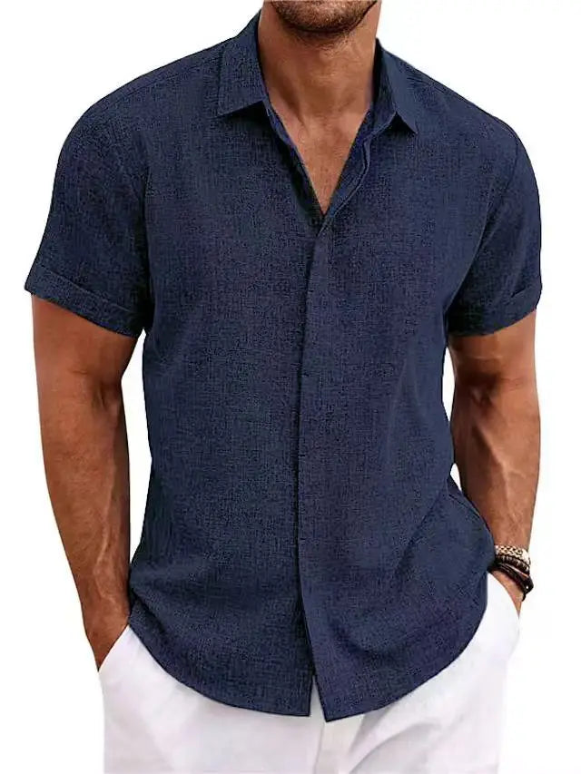 Men's Shirt with Short Sleeves Linen Shirt Mensolid Color Shirt Summer Shirt Men Shirts Shirts Men Dress Shirt Shirt Man Men