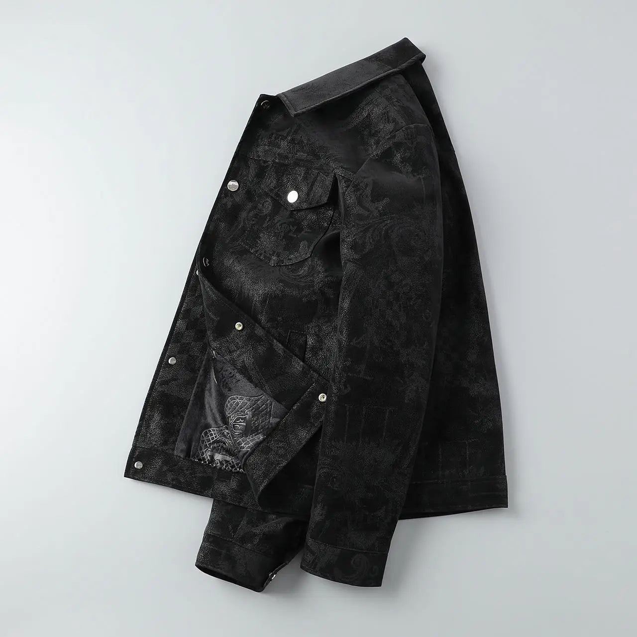 Men's Lapel Pu Leather Jacket Letter Print Casual Short Fashion Jacket