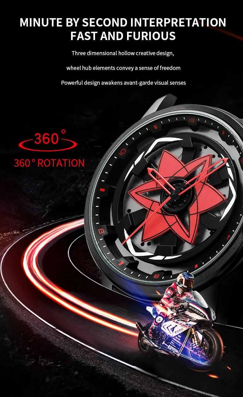Kaleidoscope Sharingan Rotary Dial Watch 3D Japanese Anime Dial Quartz Men's Watch Top Brand Luxury Waterproof Fashion Men Watch