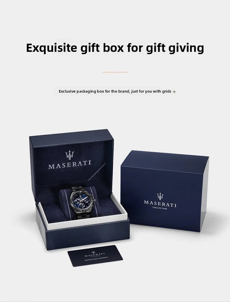 Original Maserati watches men's luxury gold fashion trend dial Shi Ying European and American business watch blue gold R88531000