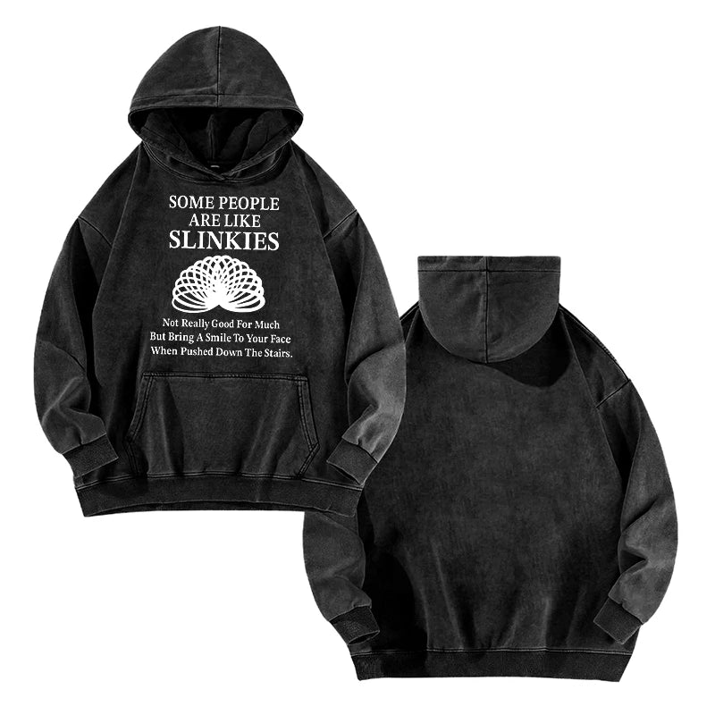 MenS Humorous Cotton Hoodie Some People Are Like Slinkies Print Casual Long Sleeve Women Trendy Washed Hoodie Ideal For Leisure
