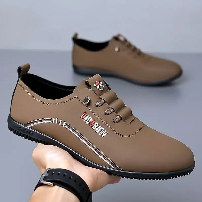 Soft Leather Men's Business Casual Shoes Slip-On Lightweight Bean Bean Shoes Dad Shoes Fall Season Comfortable Bottom Shoes