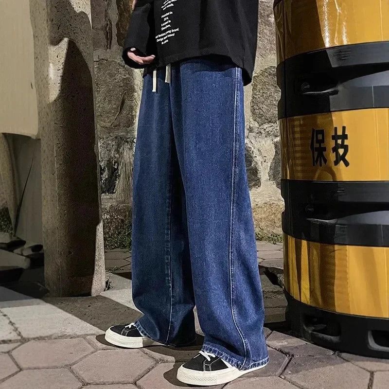 Men's Jeans Spring Autumn New Loose Straight Comfortable High Street Casual Trousers Trendy American Style