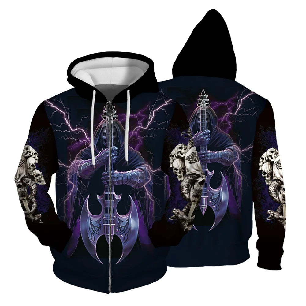 Autumn Sweatshirt New In Hoodies & Sweatshirts Comfortable Fashion Skull Print Keep Warm Clothing Man Hoodie Men's Clothing Tops