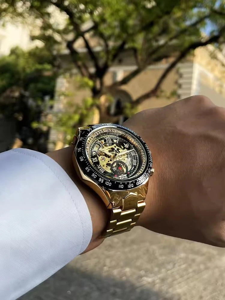 Luxurious Dial Men's Automatic Mechanical Watch - Smooth Hollow Back Design, Stainless Steel Strap, Ideal Gift for Business and Casual Wear, Ideal for Birthday, Parties and Special Occasion, Business Casual Watch | Smooth Wat