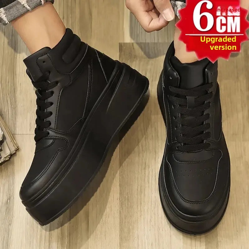 White Sneakers Heightening 12cm Thickened Shoe Bottom Korean Style Platform Invisible Heightening 10cm Cosplay Role-playing Men'