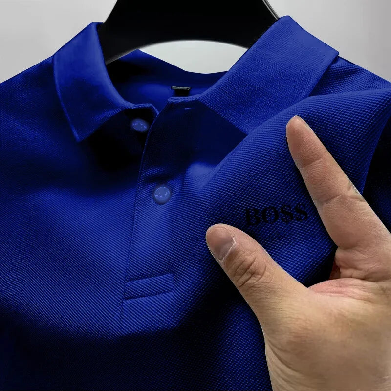 Men's short-sleeved polo shirt 2025, quick-drying, breathable, casual, fashionable, business, sporty, summer, high collar, new s