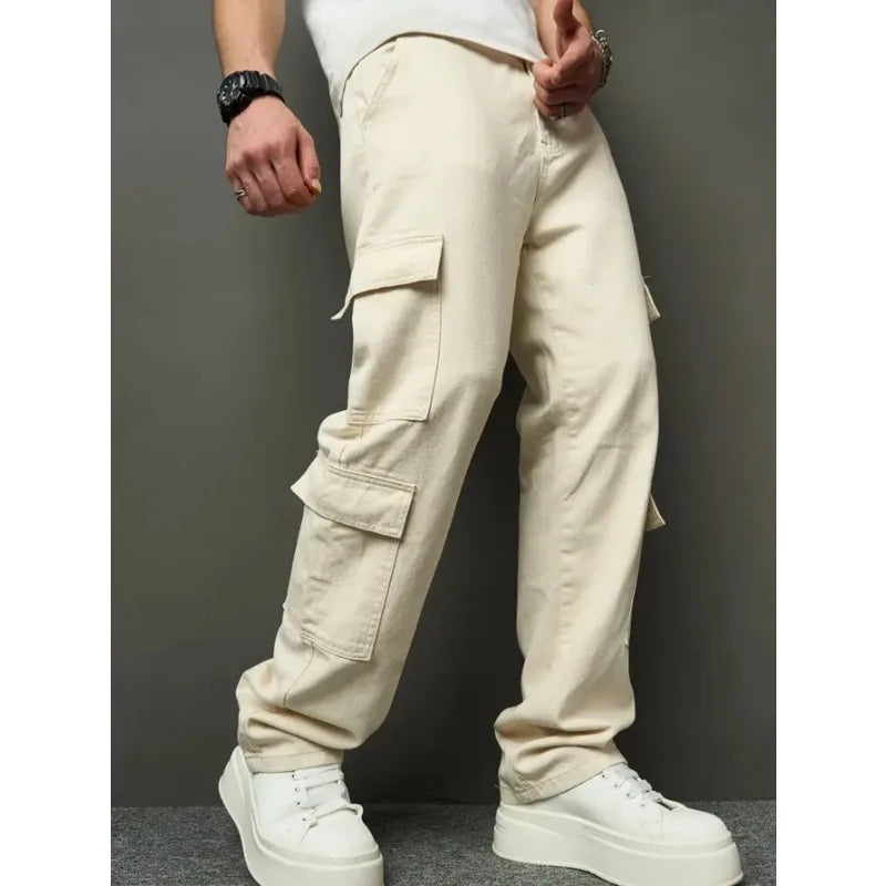 Male Jeans Pants New in Pants Y2k Sport Men's Jeans Without Elasticity and Casual Versatile Straight Workwear Sex Products Man