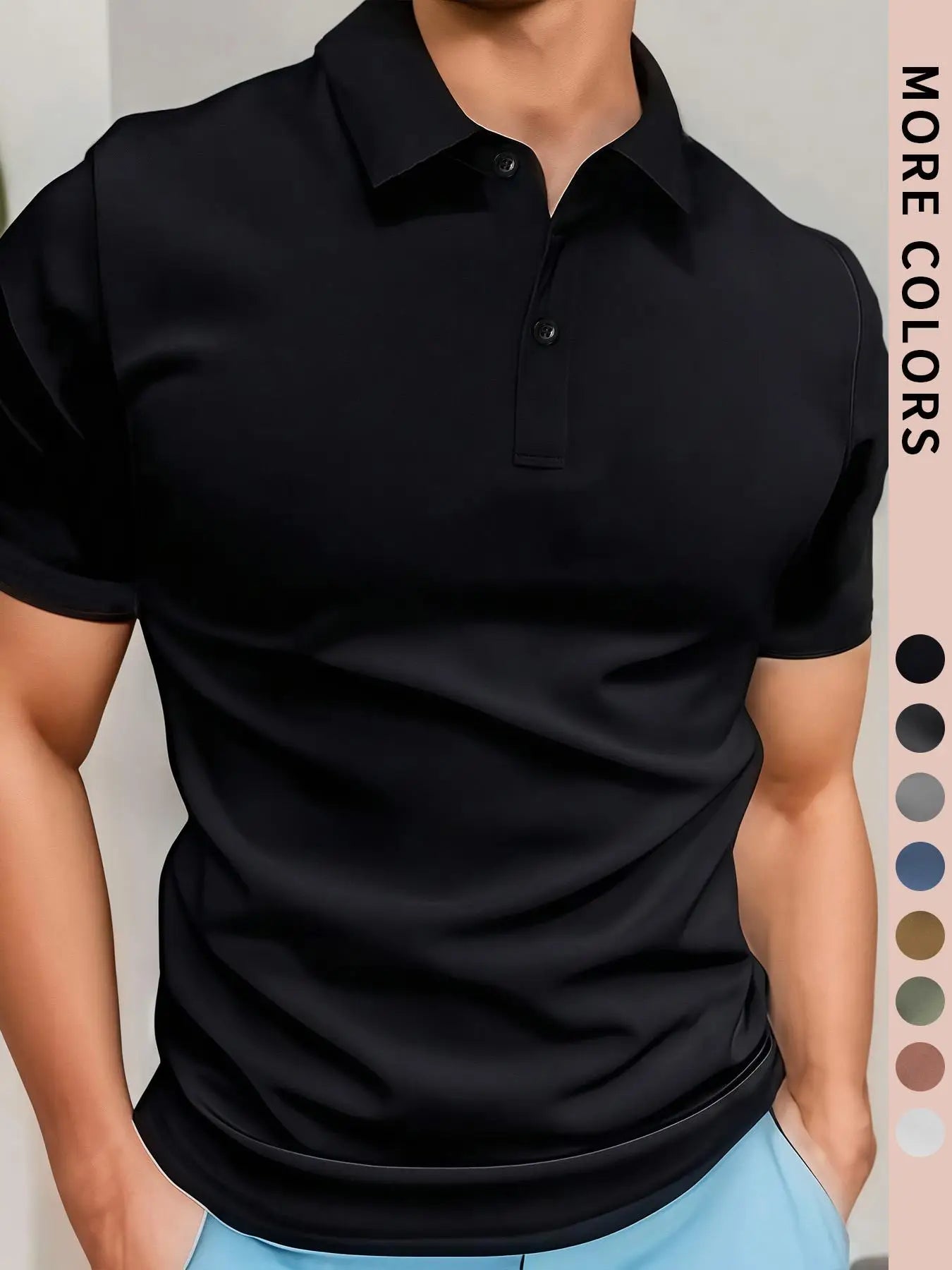 Men's Polo Simple Pure Color Short-Sleeved Shirt, High-Grade Fabric, Breathable and Comfortable Fabric with Ice Feel, Summer Outdoor Casual Men's Shirt, Men's Gifts