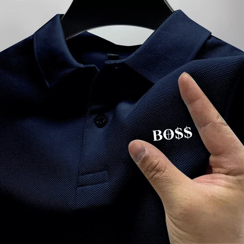 Men's short-sleeved polo shirt 2025, quick-drying, breathable, casual, fashionable, business, sporty, summer, high collar, new s
