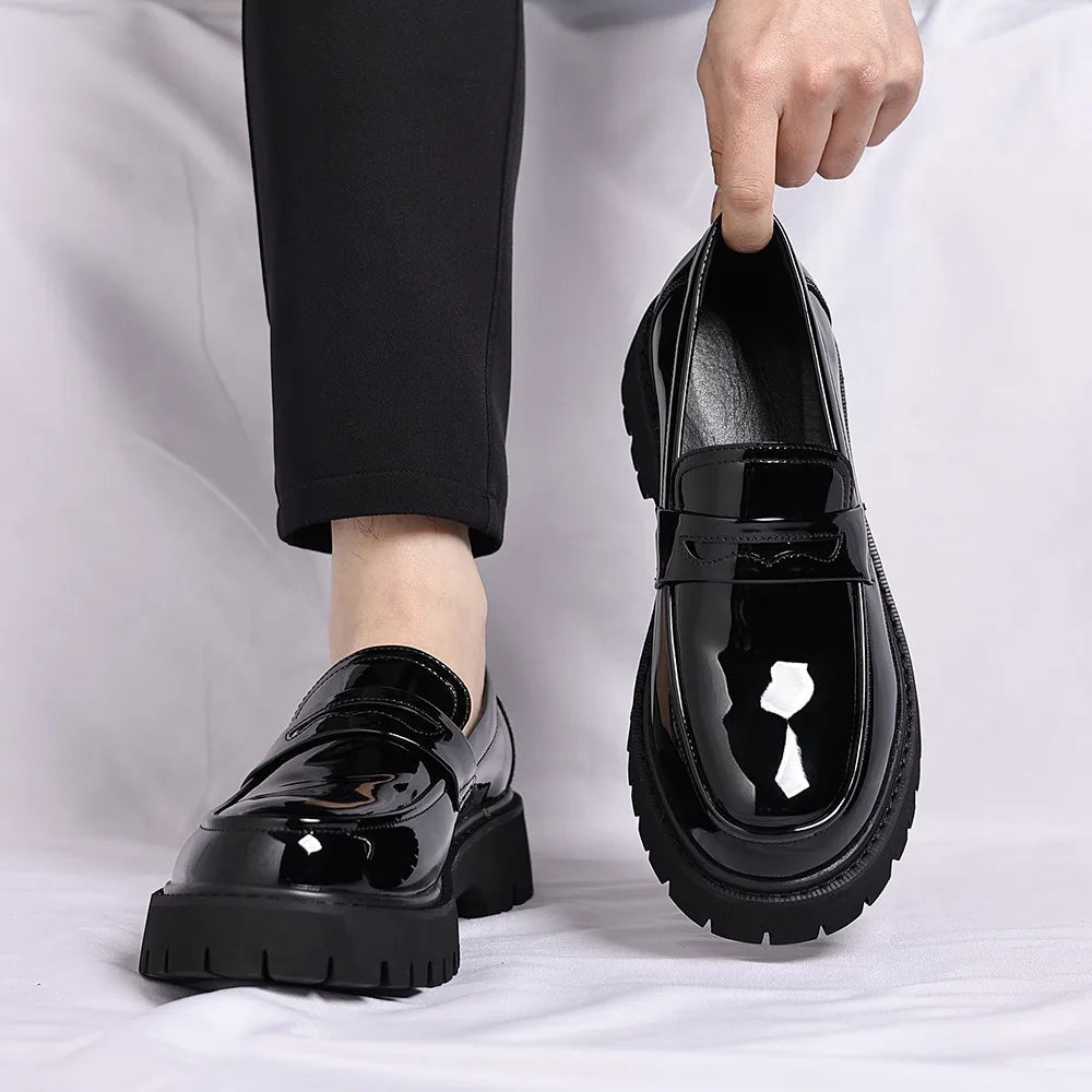 platform loafers increase height shoes man black elegant luxury man shoes suit formal loafers party elegant dress men's shoes