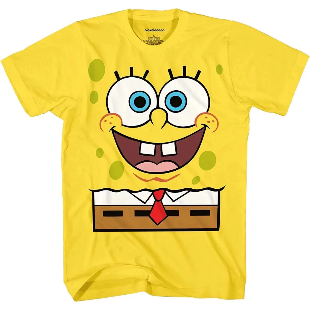 SpongeBob Series 2024 Summer Boys and Girls New 3D Printed Round Neck T-shirt Gifts for children