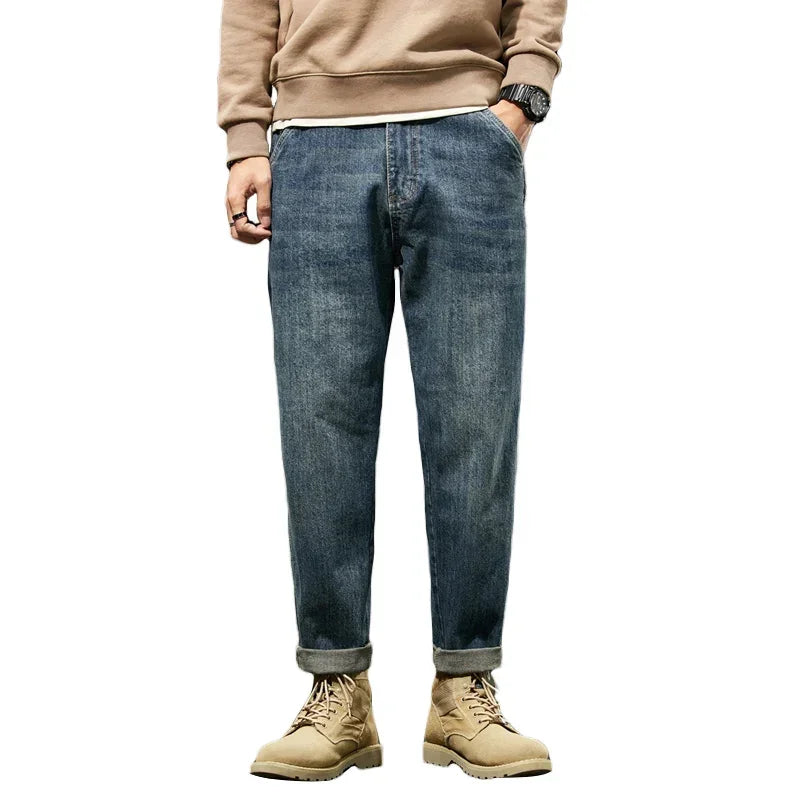 Men Jeans 2025 New Loose and Versatile Harem Pants Retro Simple Fashion Solid Color Comfortable Versatile Male Autumn Summer