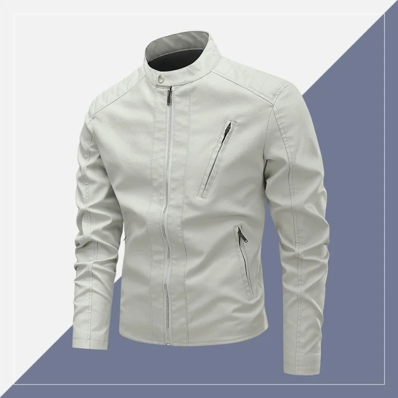 Leather Jacket Men's Casual Trend Brand Slim Fit Handsome Youth Leather Jacket Men Spring Autumn Motorcycle PU Leather Jacket