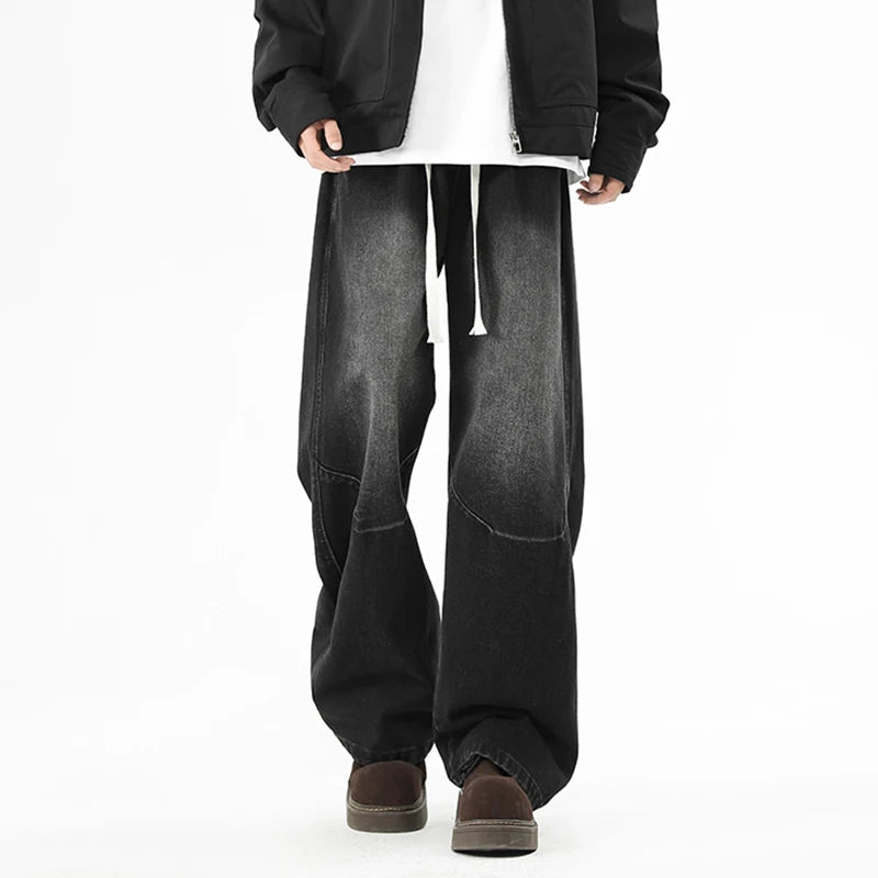 American Jeans Hosen Large Wide Version Pant Sets Draped Retro Straight Casual Trendy Brand Wide-leg Trousers Men's Clothing