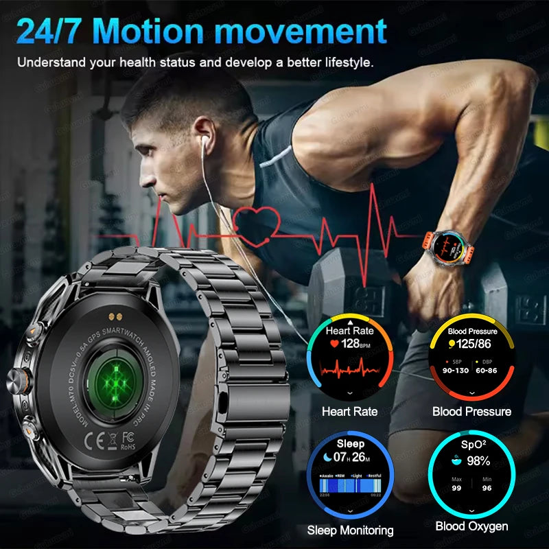 New Premium GPS SmartWatch Outdoor Altimeter Barometer Swim Sports Watch IP69 Waterproof Compass Military Smart Watches For Man