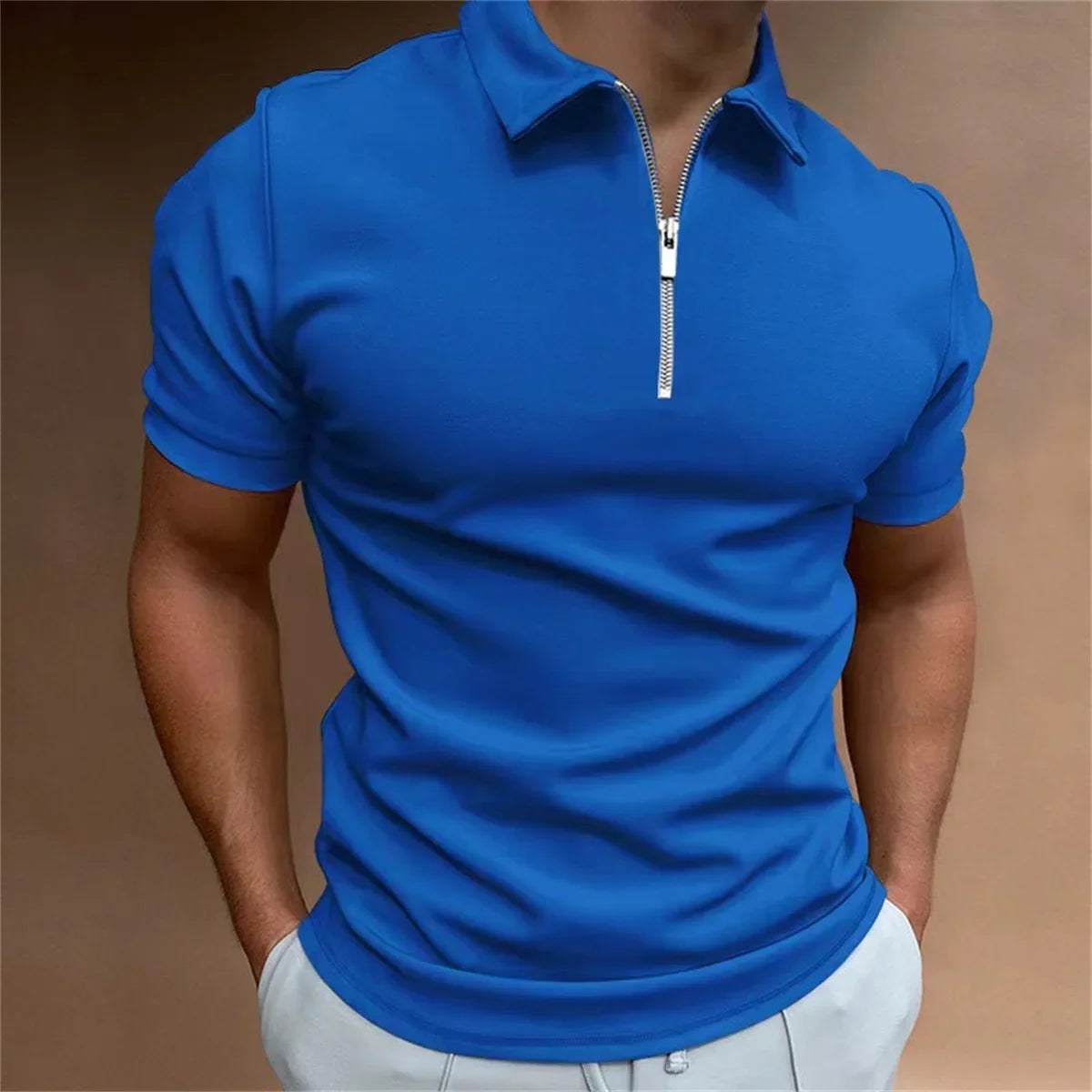 Summer Men's Polo Shirt Solid Color Short Sleeve Casual Loose Simple High-Quality Slim-Fit Large Size Men's Wear