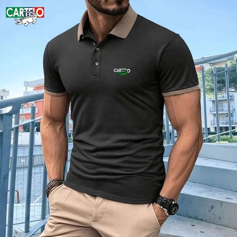 Men's High Quality Short sleeved Polo Shirt Summer Fashion Business Leisure Multi functional Top