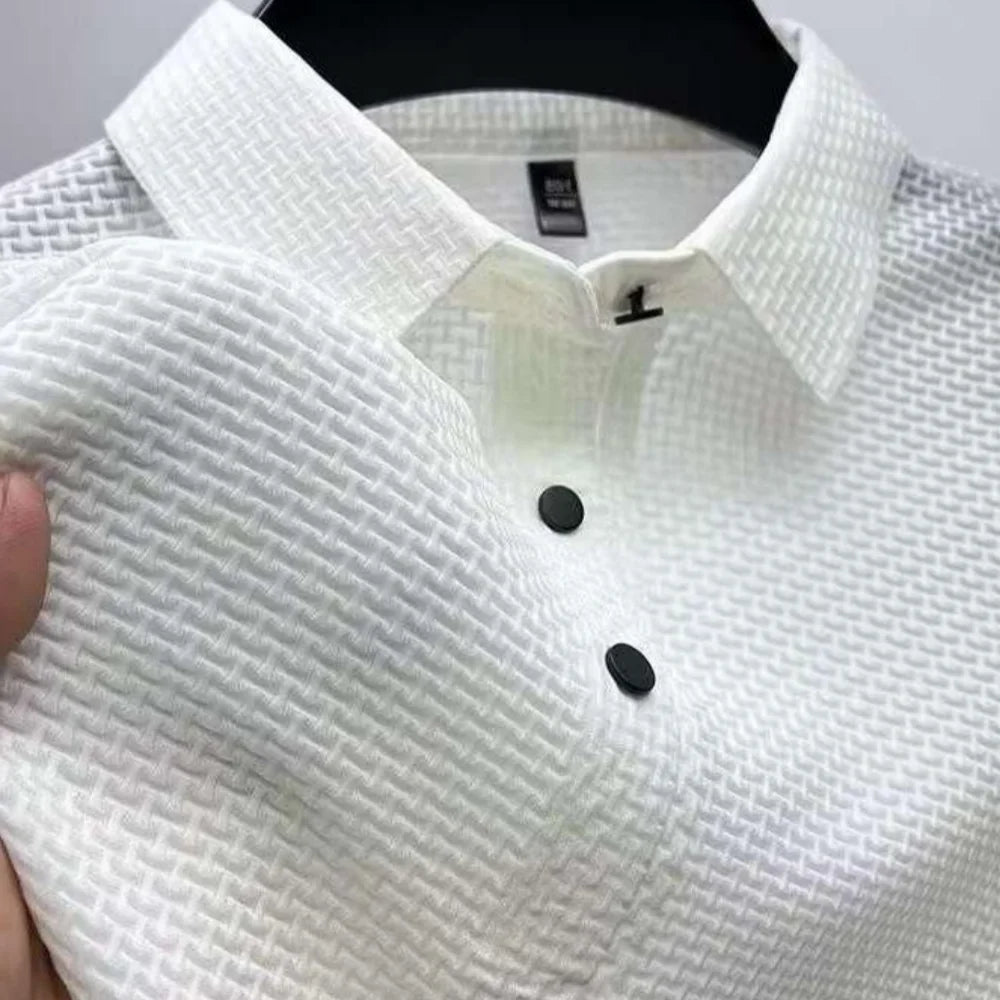 Cool POLO Shirt for men casual wear lapel button-down solid color men's vintage shirt S-2XL